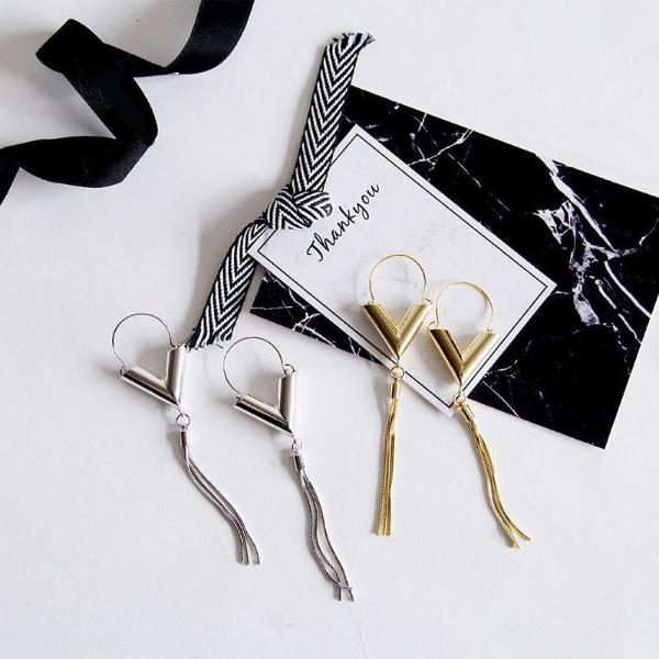 V Style with Tassel Chain Drop Earrings