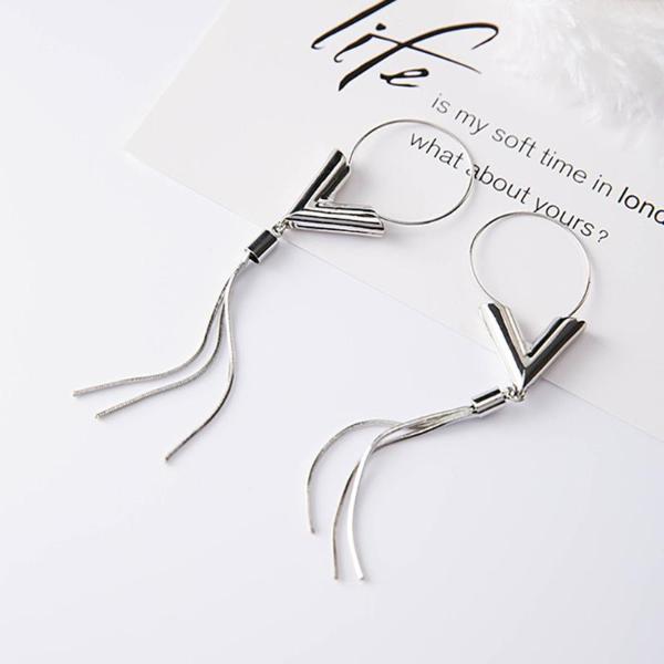 V Style with Tassel Chain Drop Earrings