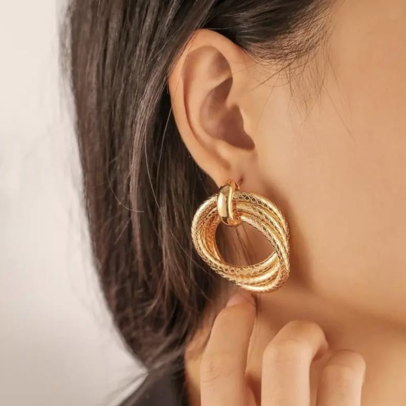 Textured Hoop Knot Earrings