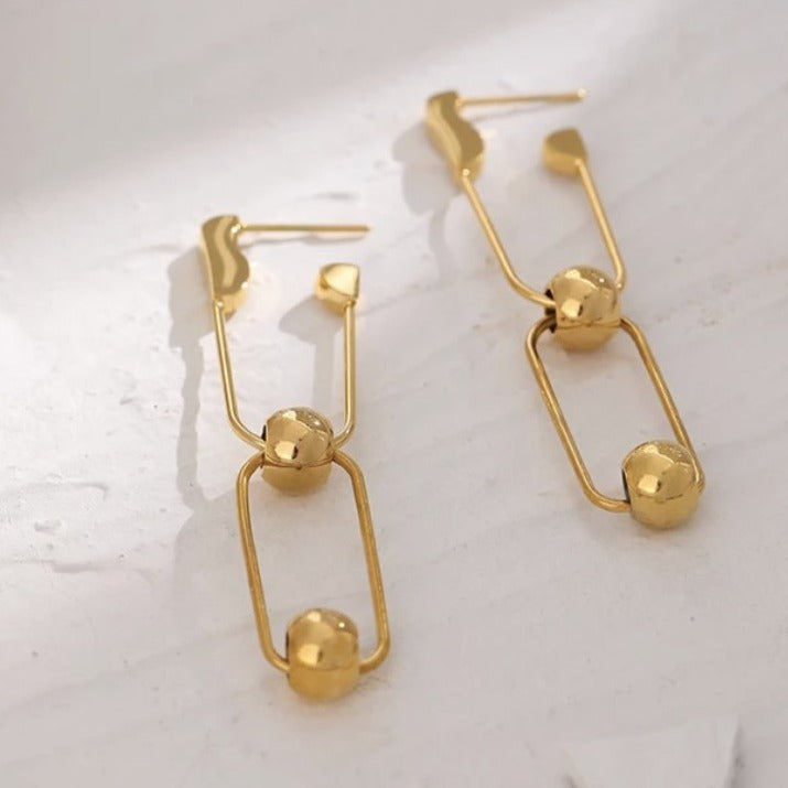 Gold-Plated Pin Link Earrings