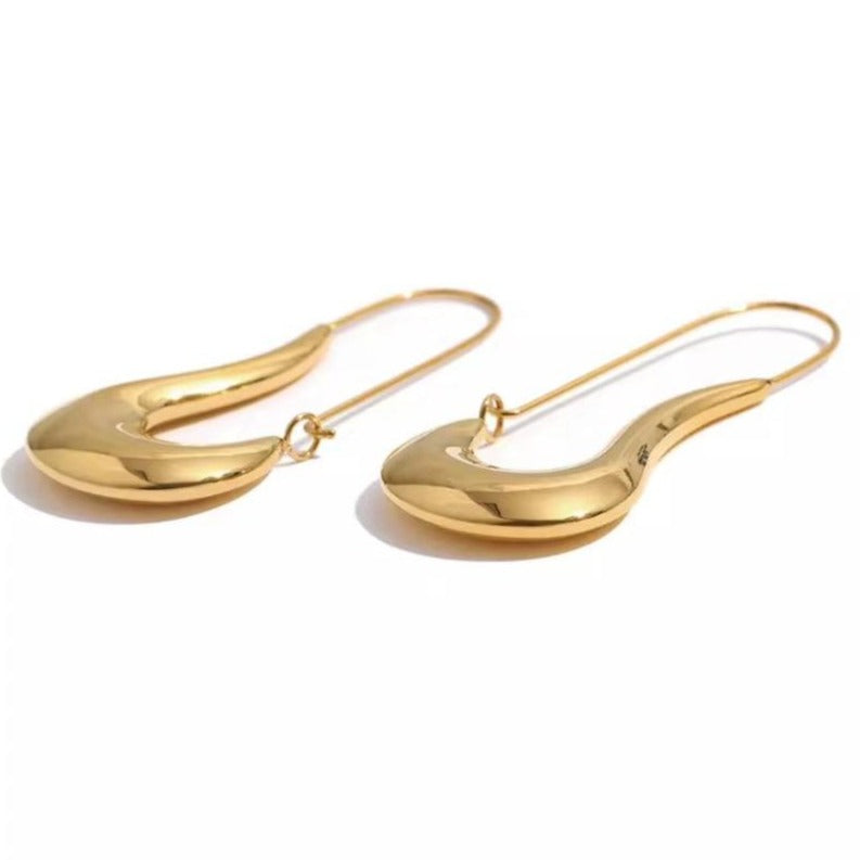 Gold-plated Unique Shape Safety Pin Statement Earrings