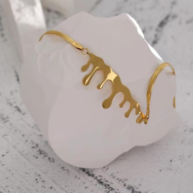 Gold Plated Drip Statement Choker Necklace