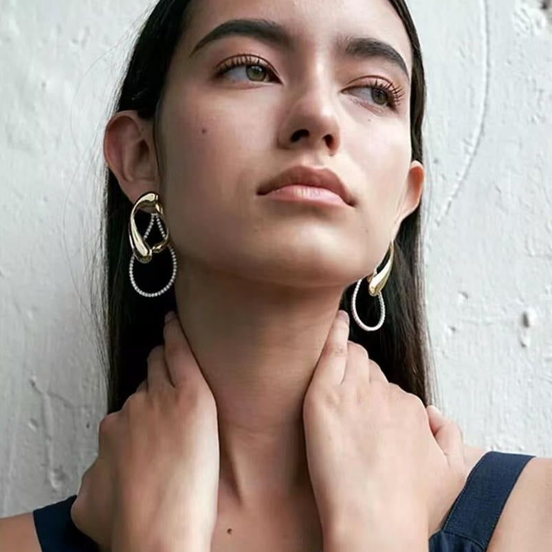 Geometric Accent Drop-shaped Crystal Artistic Earrings