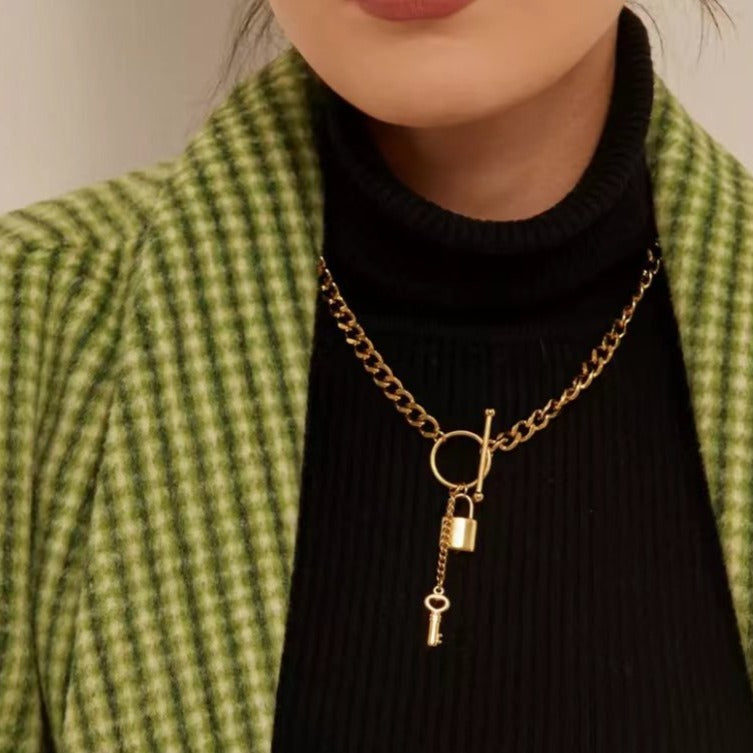 Key & Lock Charm Necklace