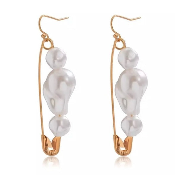 Baroque Style Safety Pin Earrings