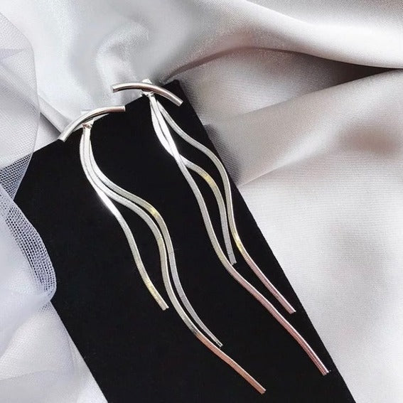 Minimalist Design Long Tassel Drop Earrings