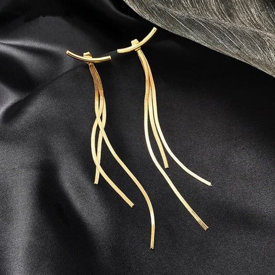 Minimalist Design Long Tassel Drop Earrings