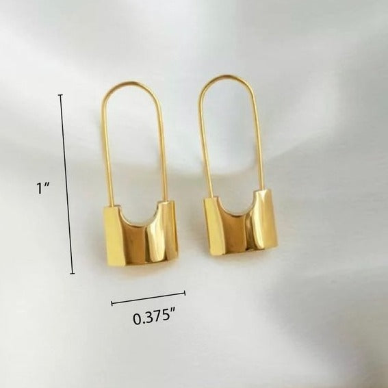 Safety Pin Style Lock Earrings