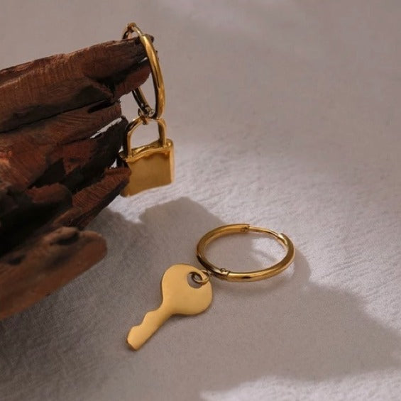 Key and Lock Charm Huggies
