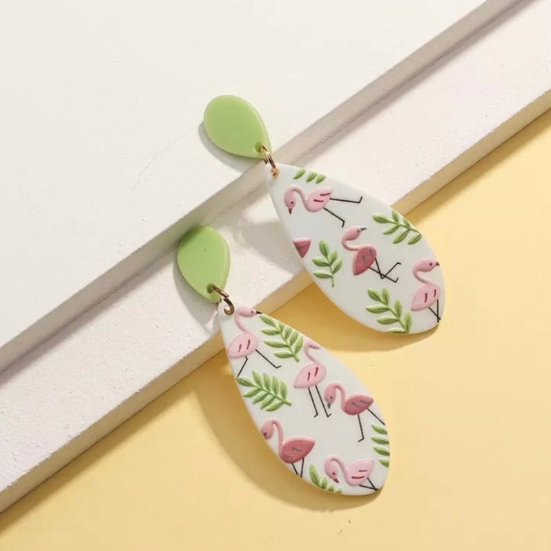 Flamingo Pattern Statement Earrings