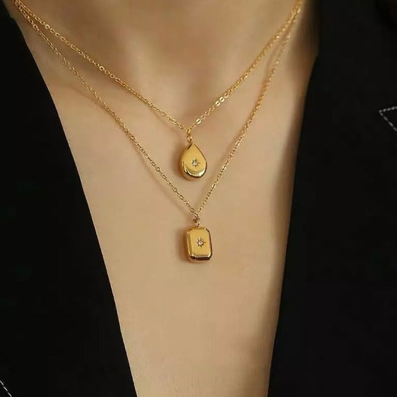 Pear Shape Star Signet Gold-plated Necklace