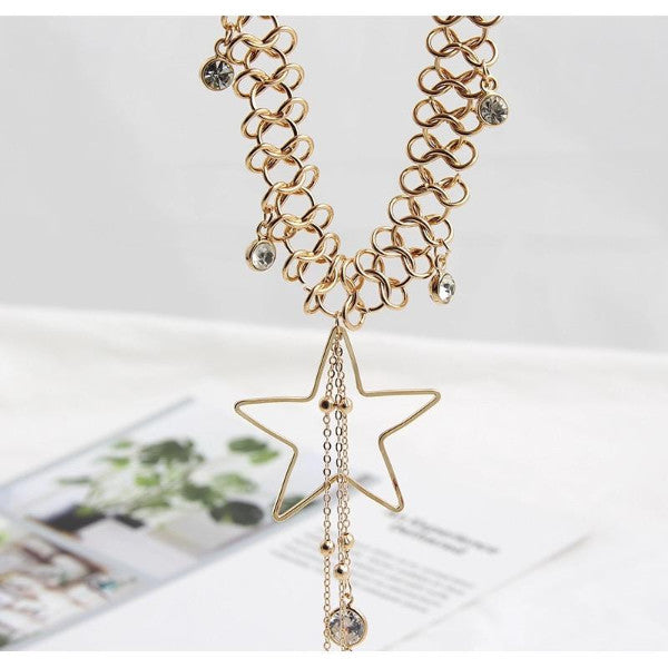 Star Choker With Long Gold Tassel Chain
