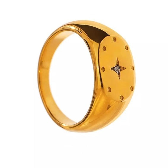 Gold-plated Star Signet Ring
