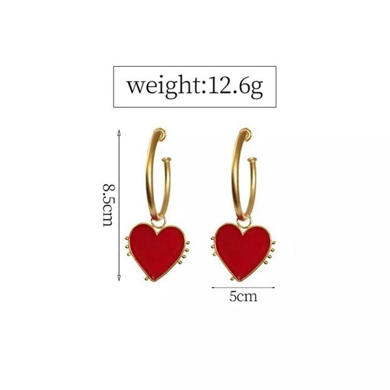 Red Heart Large Hoop Earrings