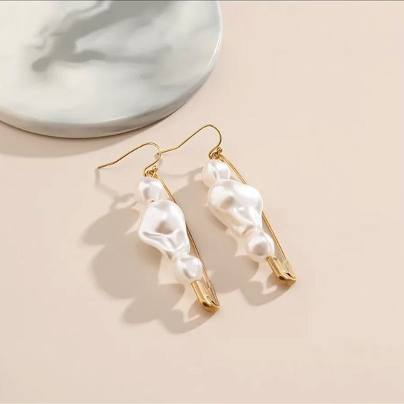 Baroque Style Safety Pin Earrings