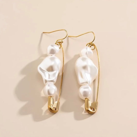 Baroque Style Safety Pin Earrings