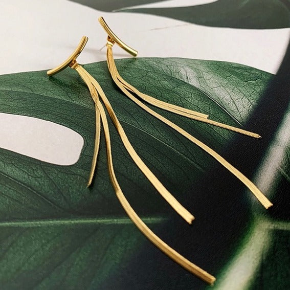 Minimalist Design Long Tassel Drop Earrings
