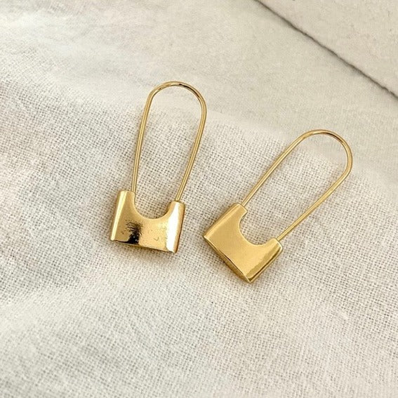 Safety Pin Style Lock Earrings