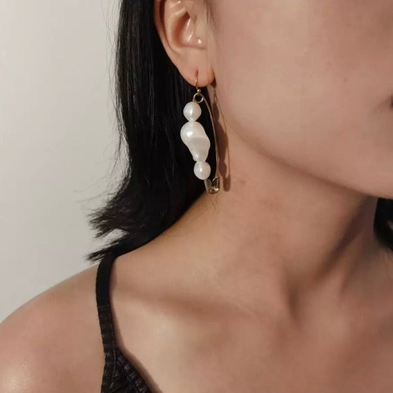 Baroque Style Safety Pin Earrings