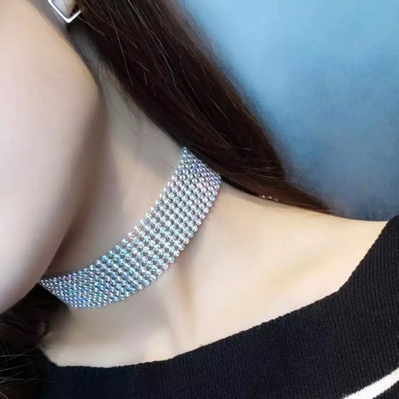 Cubic Zirconia Shiny Statement Choker Lo