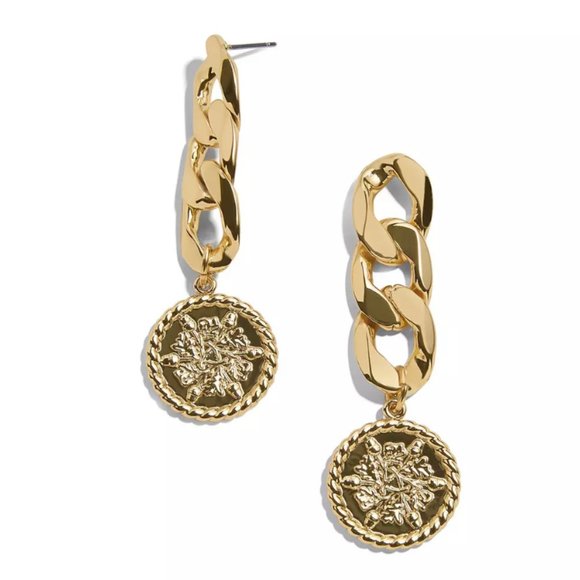 Gold Chain Coin Drop Earrings