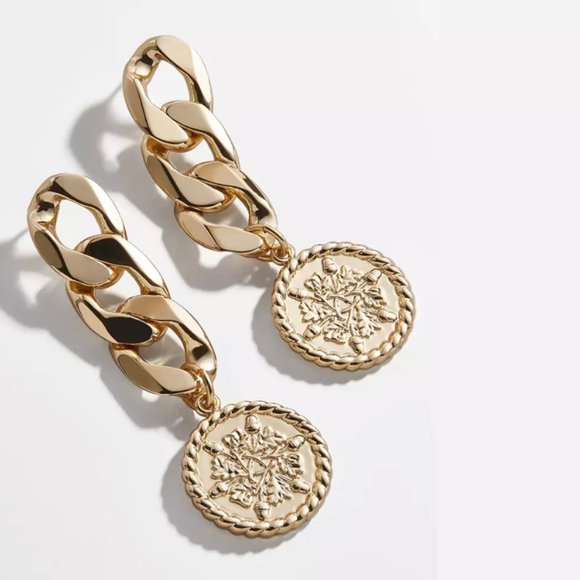 Gold Chain Coin Drop Earrings