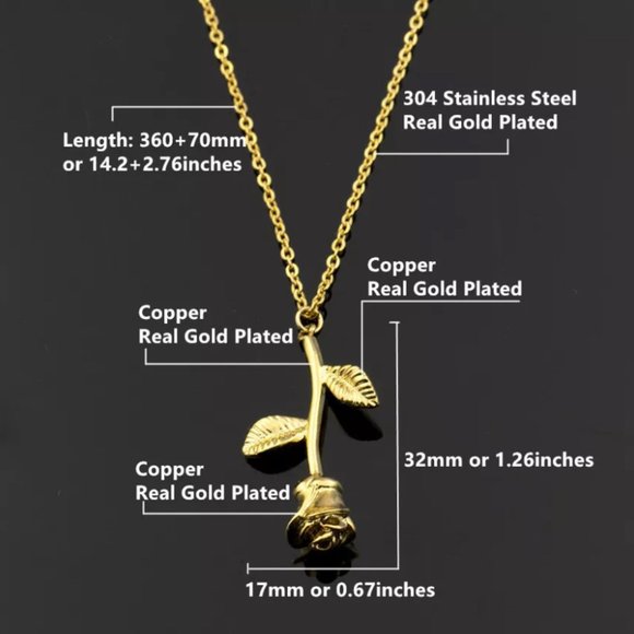 Romantic Rose Charm Pendant Necklace