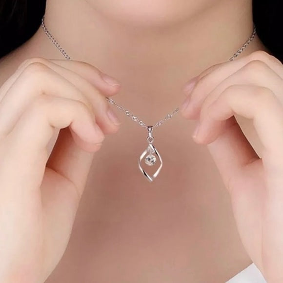 Sterling Silver Hollow Twisted Pendant Necklace