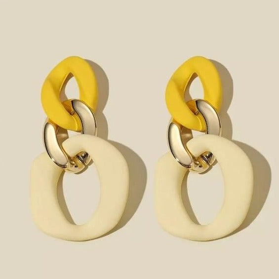 Pastel Colorblock Chain Link Earrings - Various Colors