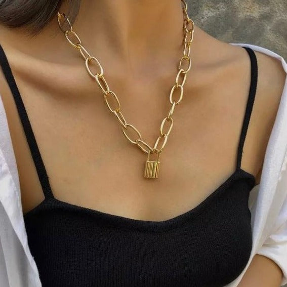 Lock Charm Chain Necklace