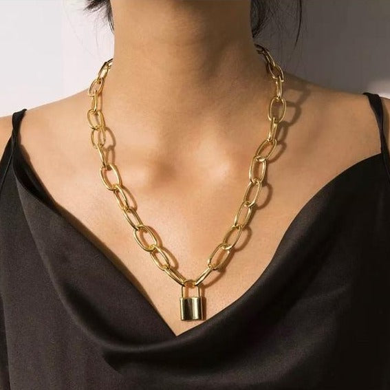 Lock Charm Chain Necklace