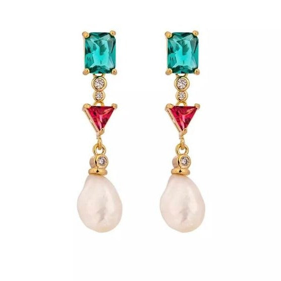Exquisite Crystal Earrings with Pearl Accent