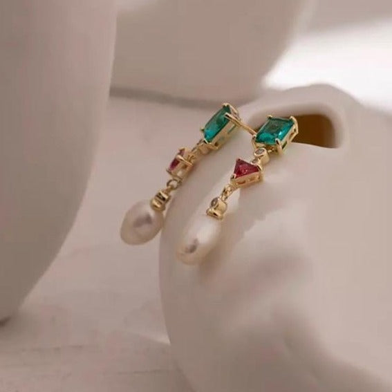 Exquisite Crystal Earrings with Pearl Accent
