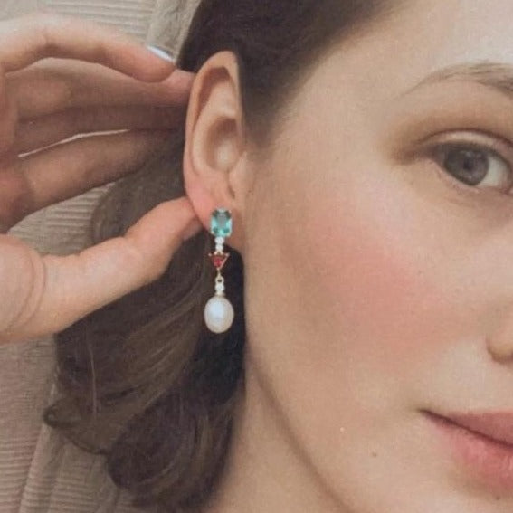 Exquisite Crystal Earrings with Pearl Accent