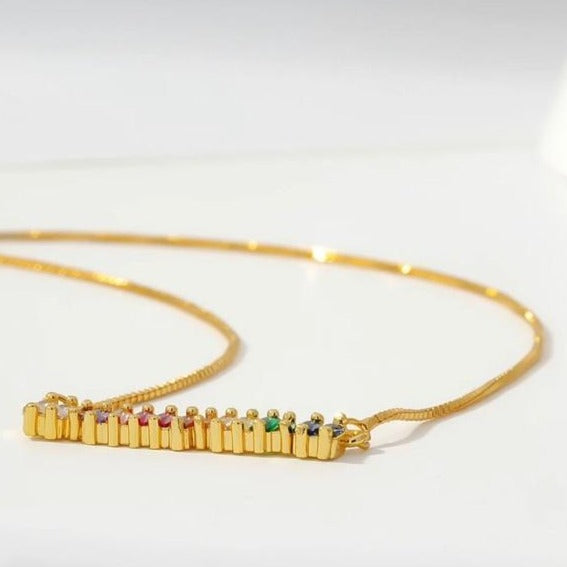 Crystal Rainbow Bar Necklace