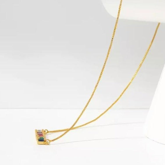 Crystal Rainbow Bar Necklace