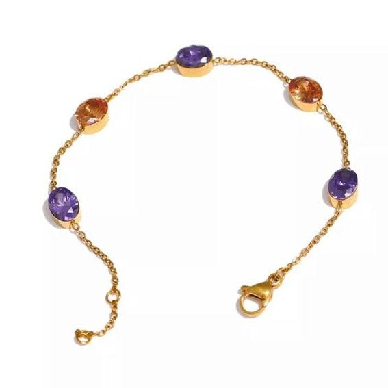 14K Gold Plated Multi Gemstone Exquisite Bracelet