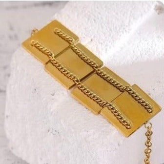 Multi Square Link Shell Accent Statement Bracelet