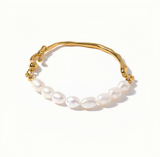 Enya Gold Tone Angelic Pearl Luxury Bracelet