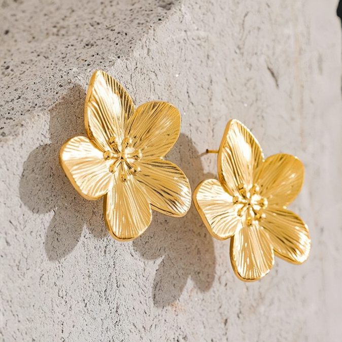 Blossom Gold Flower Statement Earrings