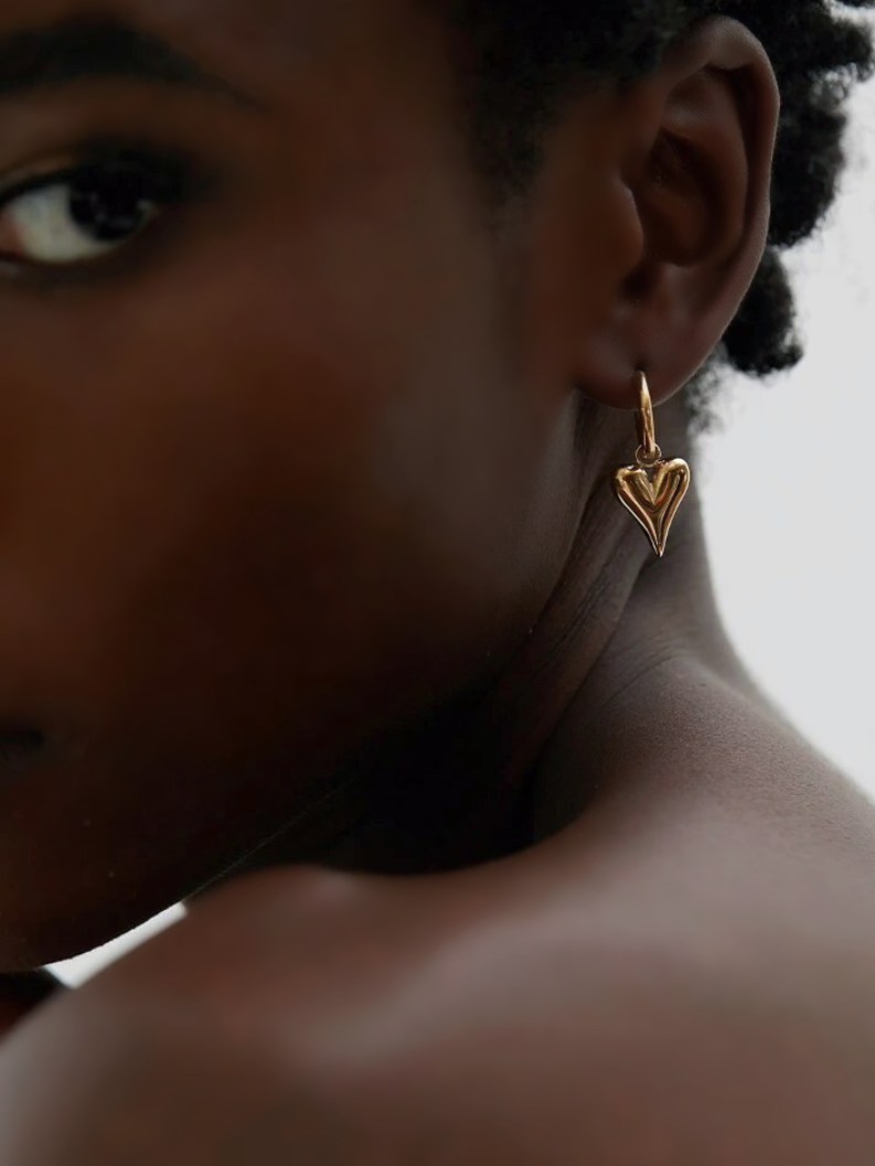 Effie Small Gold Heart Drop Earrings