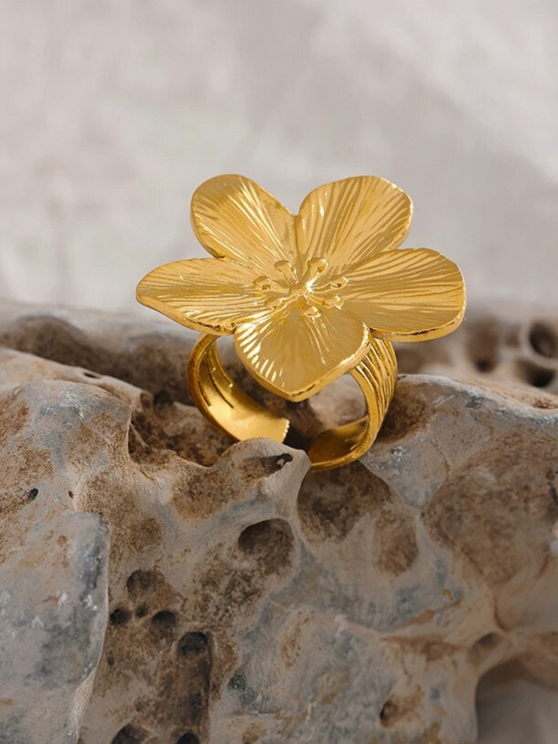 Blossom Gold Flower Statement Ring