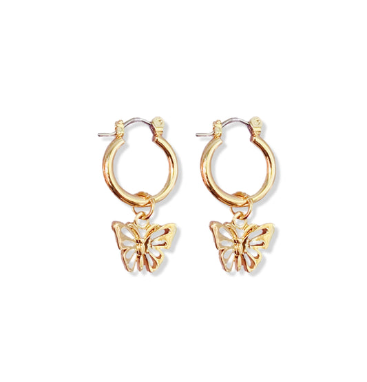 Butterfly Charm Huggie Earrings