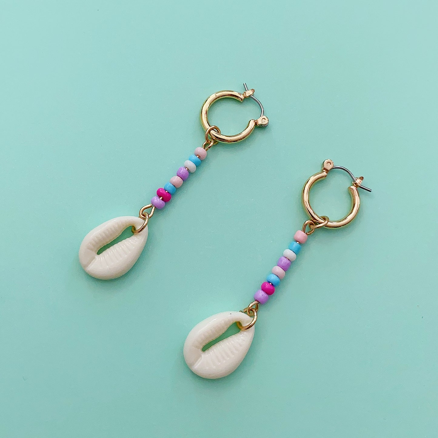 Beaded Drop Earrings With Shell Charm