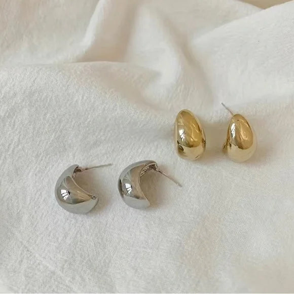 Riveria Small Chunky Crescent Shape Stud Earrings