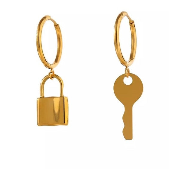 Key and Lock Charm Huggies