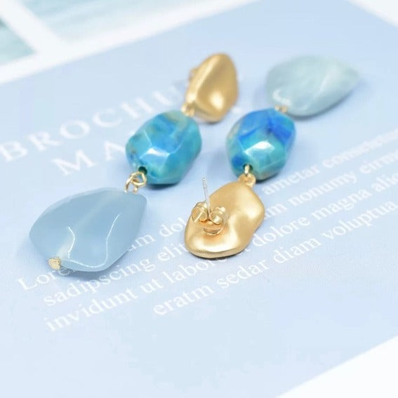 Blue Faux Stone Earrings
