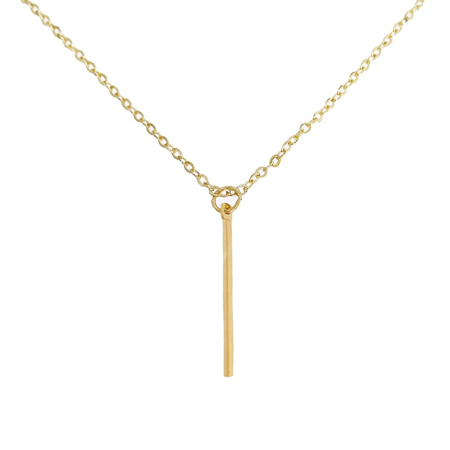 Gold-Plated Vertical Bar Minimalist Pendant Necklace