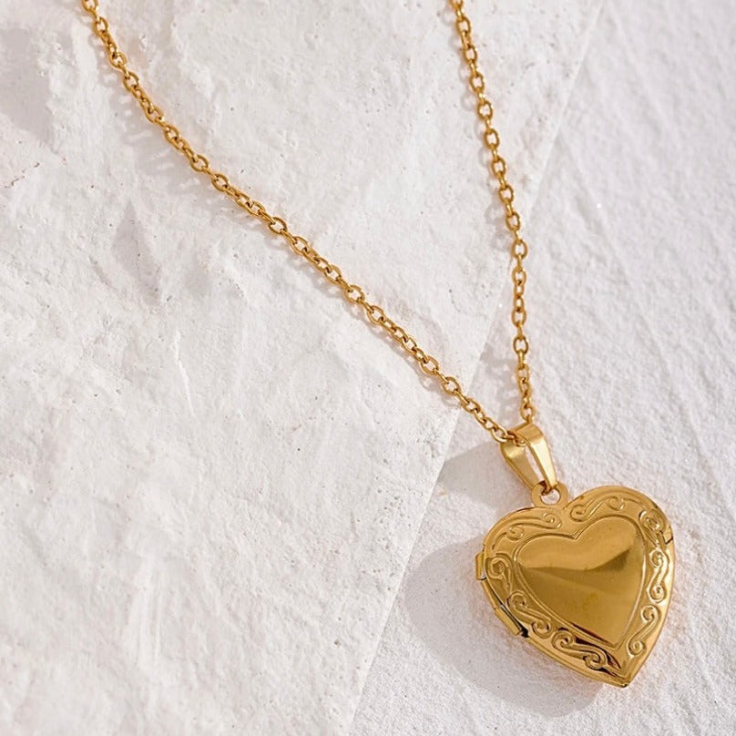Gold-plated Heart Locket Necklace