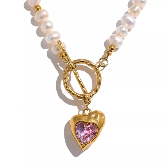 Exquisite Eliza Freshwater Pearl Heart Necklace